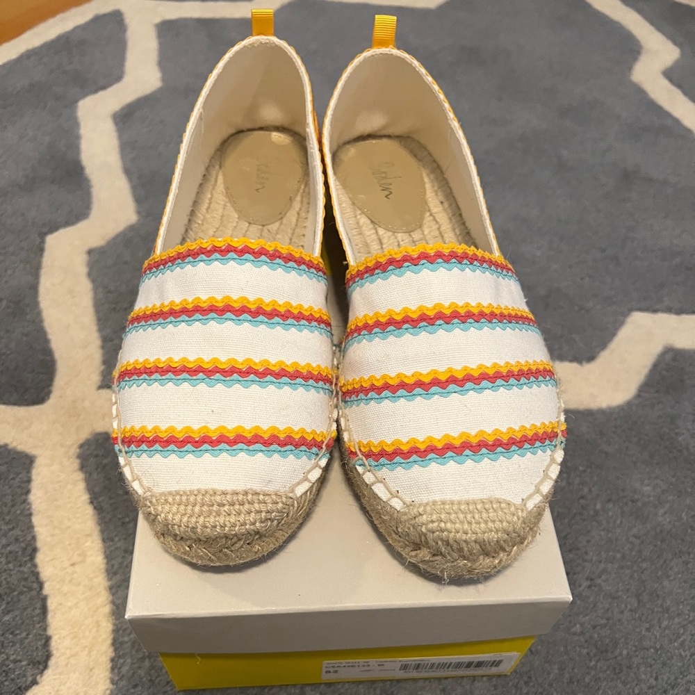 Boden Espadrilles, “Violette”, rainbow striped